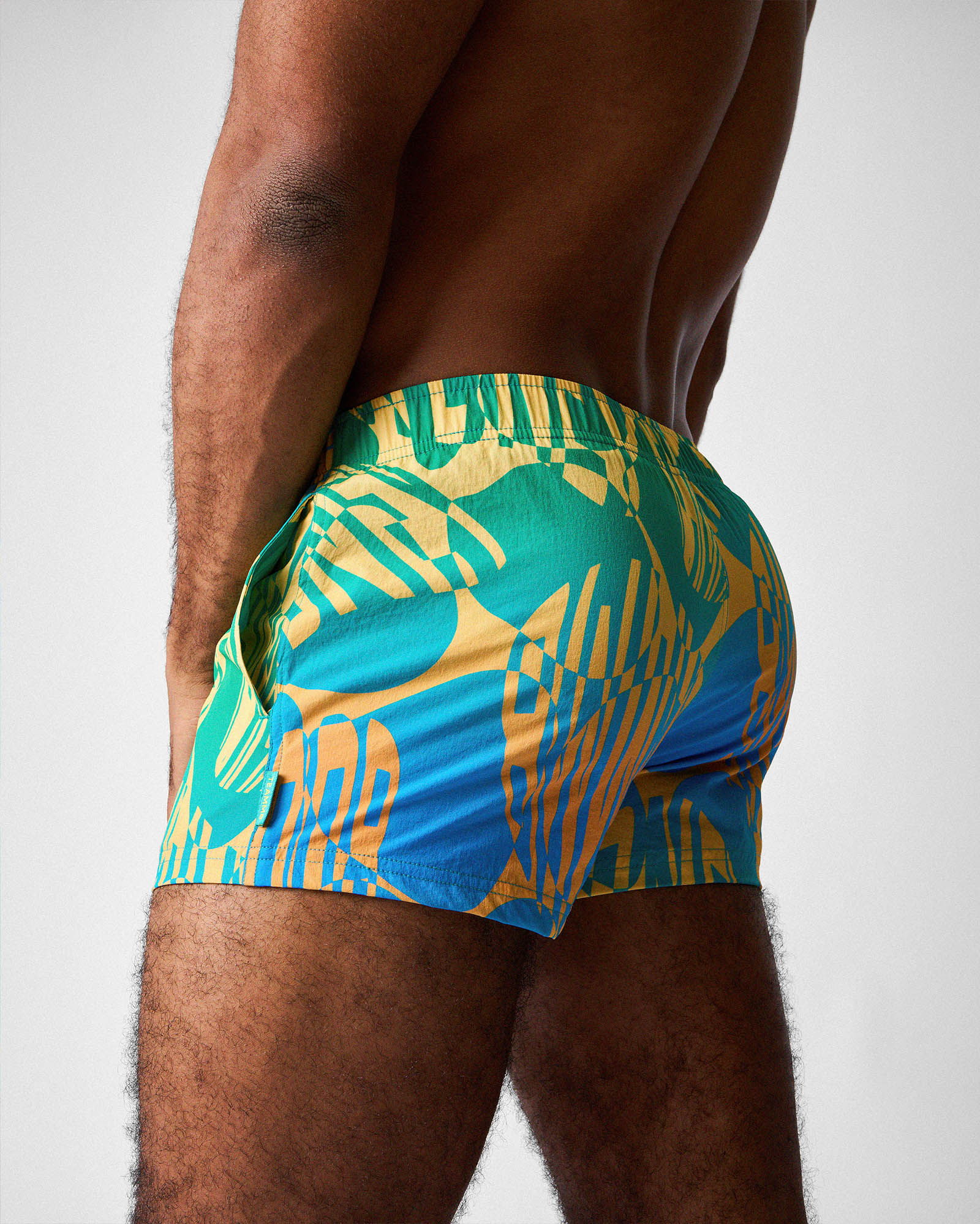 Teamm8 Harbour City Swim Short Tropical - Harbour City Sydney print detail, close-up