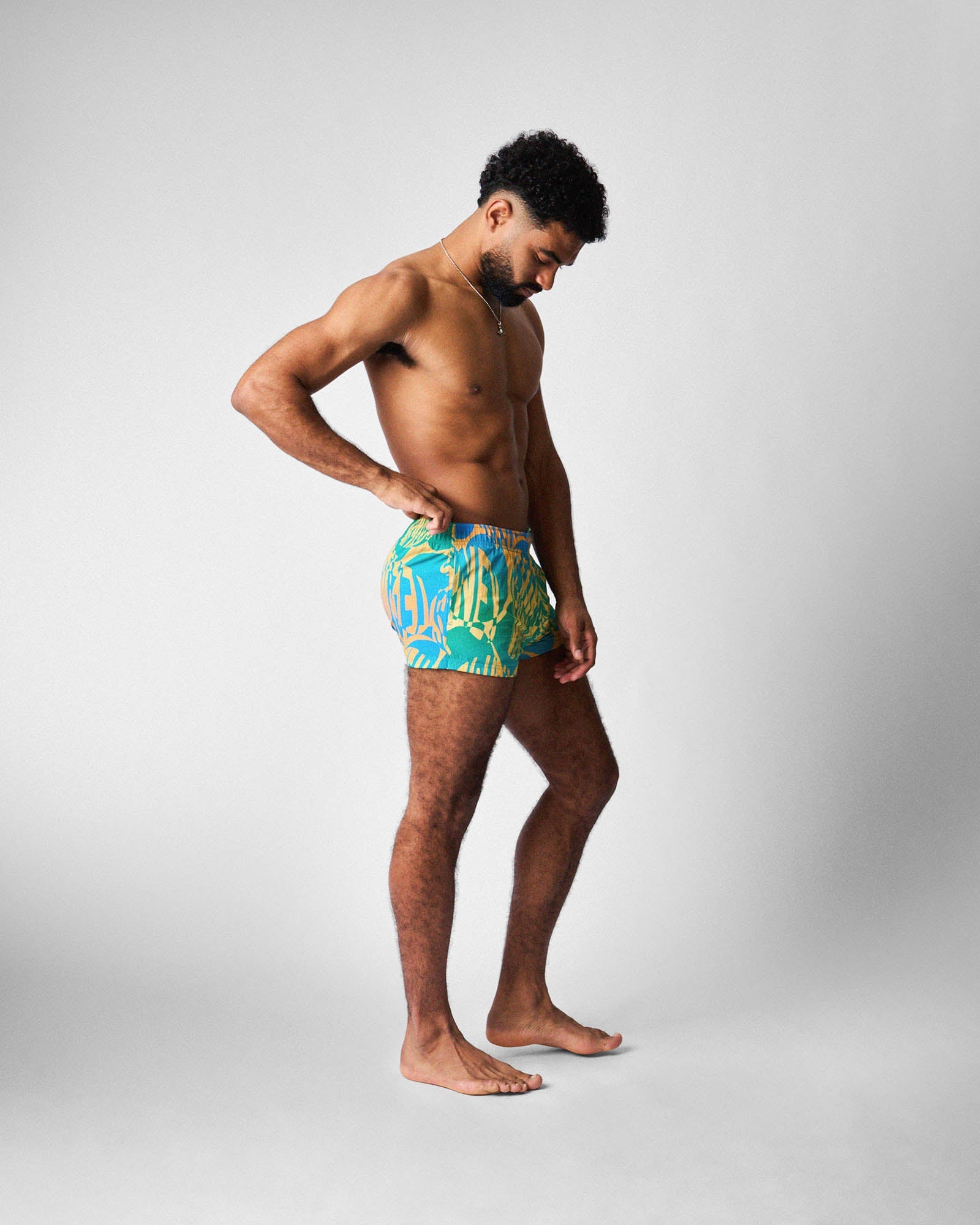 Teamm8 Harbour City Swim Short Tropical - flat elastic waistband with tie-cord, detail