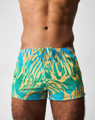 Teamm8 Harbour City Swim Short Tropical - men's Vivid Sydney print swim trunks, front view