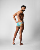 Teamm8 Harbour City Wide Swim Brief Tropical - men's tropical print swim brief, back view