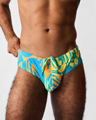 Teamm8 Harbour City Wide Swim Brief Tropical - men's Sydney print wide hip swim brief, front view