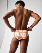 Teamm8 Headliner Bikini Swim Brief Orange - men's bikini brief resort style, close-up