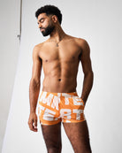 Teamm8 Headliner Swim Short Orange - men's printed swim trunks, front view
