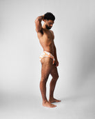Teamm8 Headliner Wide Swim Brief Orange - men's swim brief waistband detail, close-up