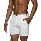 Parke & Ronen White Catalonia 6" Swim Short - mens swim shorts side view
