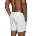 Parke & Ronen White Catalonia 6" Swim Short - mens swim shorts back view