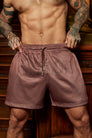 Etalon Crystal Shorts with chocolate crystal stone logo — front view men's athletic