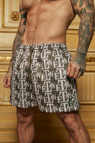 Etalon Monogram Shorts - men's monogram-print shorts with drawstring, front view