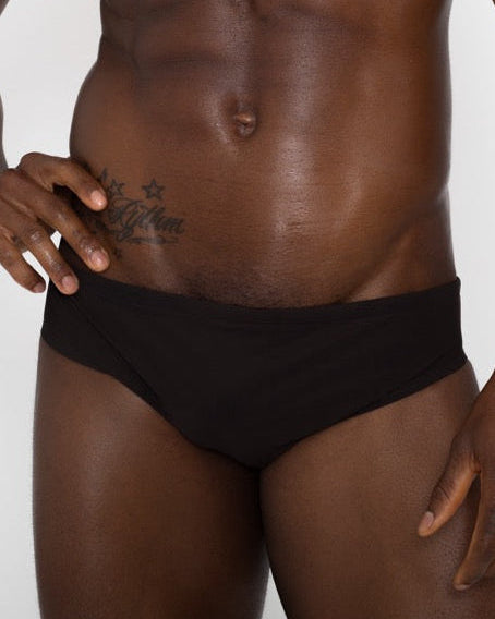 Sean & Val Classic Brief Black — men's swim brief back view showing minimal coverage