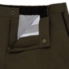 Parke & Ronen Angeleno Swim Trunk Army Green - men's low-rise swim trunk, detail shot of fabric and piping