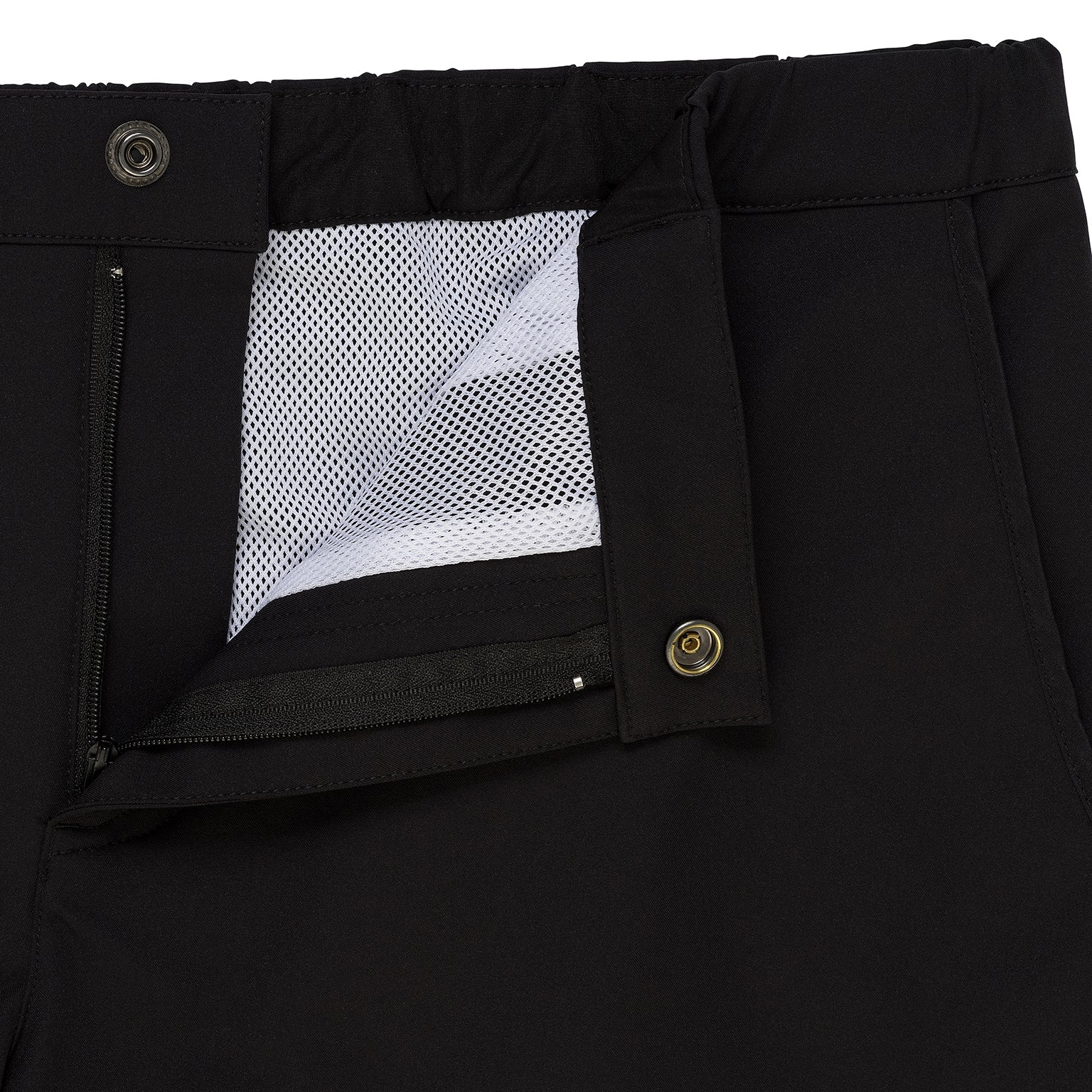 Parke & Ronen Angeleno Swim Trunk Black - men's low-rise swim trunk, detail shot of fabric and piping