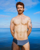 Sean & Val Classic Brief Pacific — men's swim brief, model front view