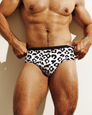 Reputation Swim Brief 02 White Leopard — men's swim brief front view ultra-matte finish