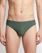 Sean & Val Ribbed Racer Brief Sage — men's quick-dry swim brief, product flat lay