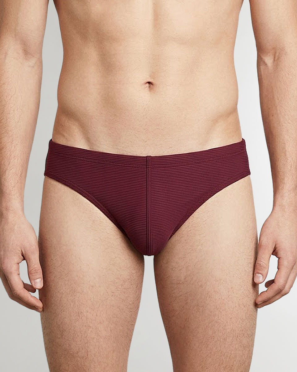 Sean & Val Ribbed Racer Brief Palermo — men's quick-dry swim brief, product flat lay