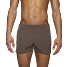 Parke & Ronen Angeleno Swim Trunk Espresso - men's low-rise swim trunk, front view