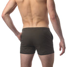 Parke & Ronen Angeleno Swim Trunk Army Green - men's low-rise swim trunk, back view