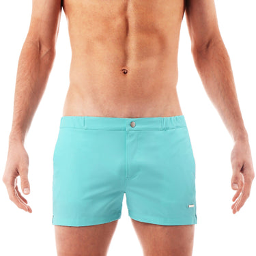 Parke & Ronen Angeleno Swim Trunk Robin's Egg - men's low-rise swim trunk, front view