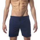 Parke & Ronen Catalonia Navy Swim Short - men's 6" quick-dry swim short, front view