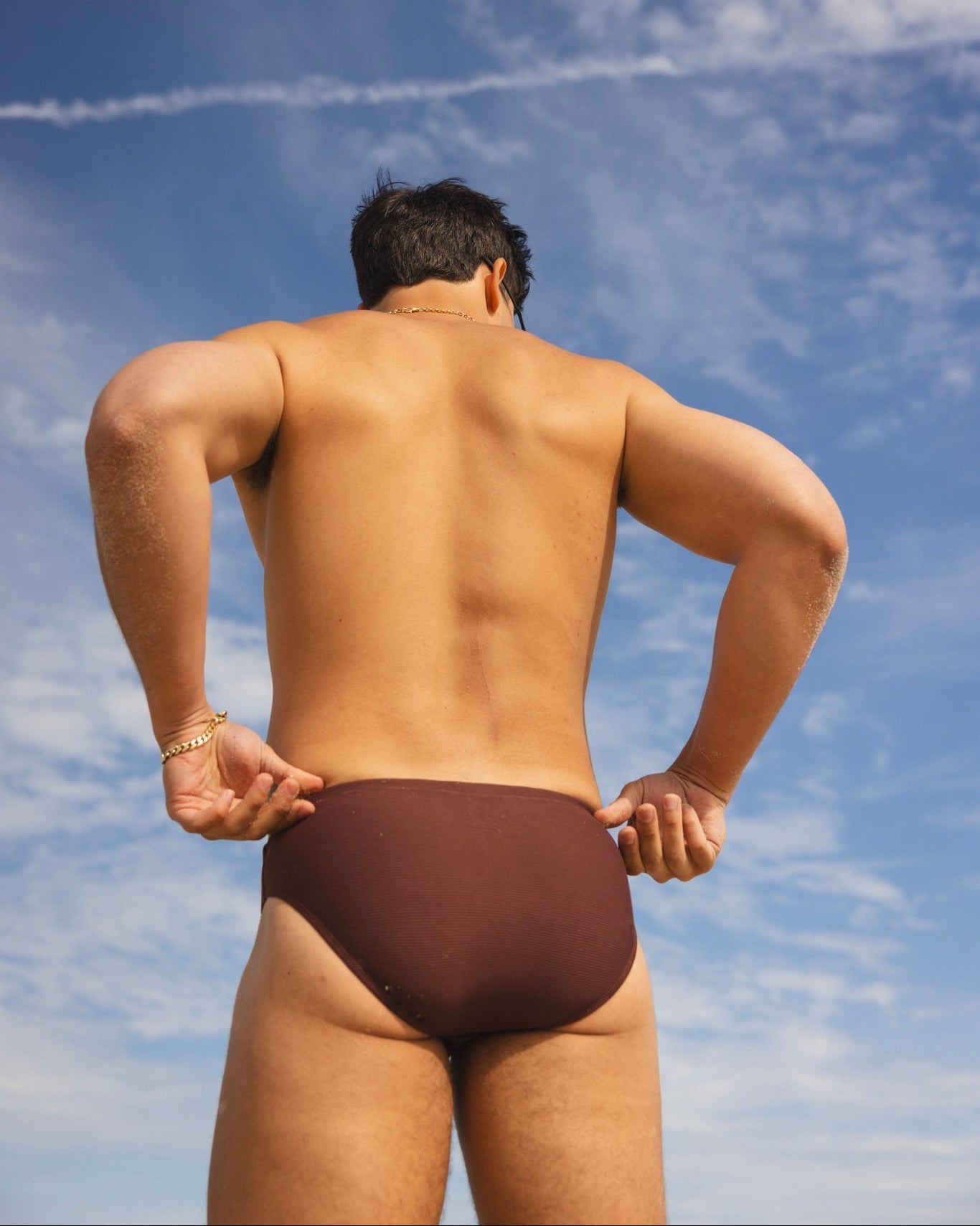Sean & Val Ribbed Racer Brief Palermo — ribbed swim brief front detail and liner view