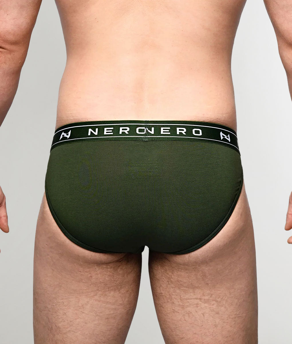 Nero New York Sports Brief Verdanturf — men's bamboo-cotton athletic brief with logo waistband, back view