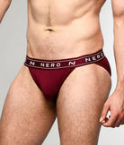 Nero New York Sports Brief Cinnabar — men's bamboo-cotton athletic brief, side view
