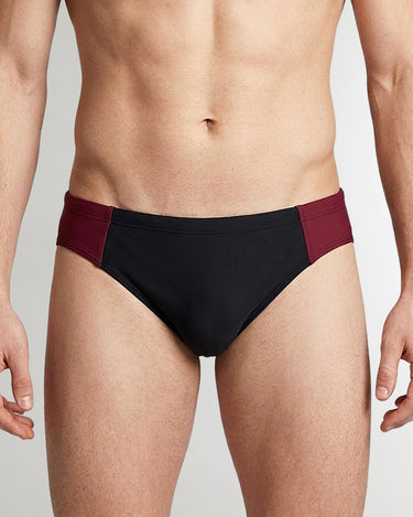 Sean & Val Sports Brief Black/Palermo — men's swim brief, model full body shot