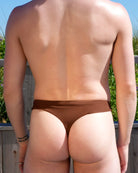 Helio Siren Cheeky Swim Thong Umber - men's quick-dry swim thong cheeky cut, back view