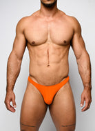 Nero New York Swim Thong Ember Orange - men's swim thong with unlined front and thong back, front view