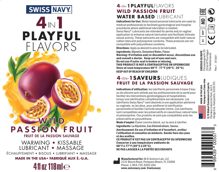 Swiss Navy 4-in-1 Wild Passion Fruit - 4oz Swiss Navy 4-in-1 Wild Passion Fruit - 4oz 4oz