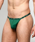 Nero New York Men's Thong Floaroma Green — men's bamboo-cotton minimal underwear, turn view