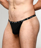 Nero New York Men's Thong Black — men's bamboo-cotton minimal underwear, turn view