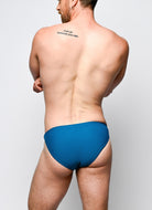 Nero New York Twin Chain Brief Teal Night - men's twin chain swim brief with chrome chains and removable O-rings, back view