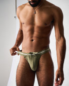 Teamm8 Ultra Sports Swim Brief Army - men's lined pouch swim brief, detail view