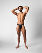 Teamm8 Ultra Sports Swim Brief Jet - men's cut-out swim brief logo waistband, back view