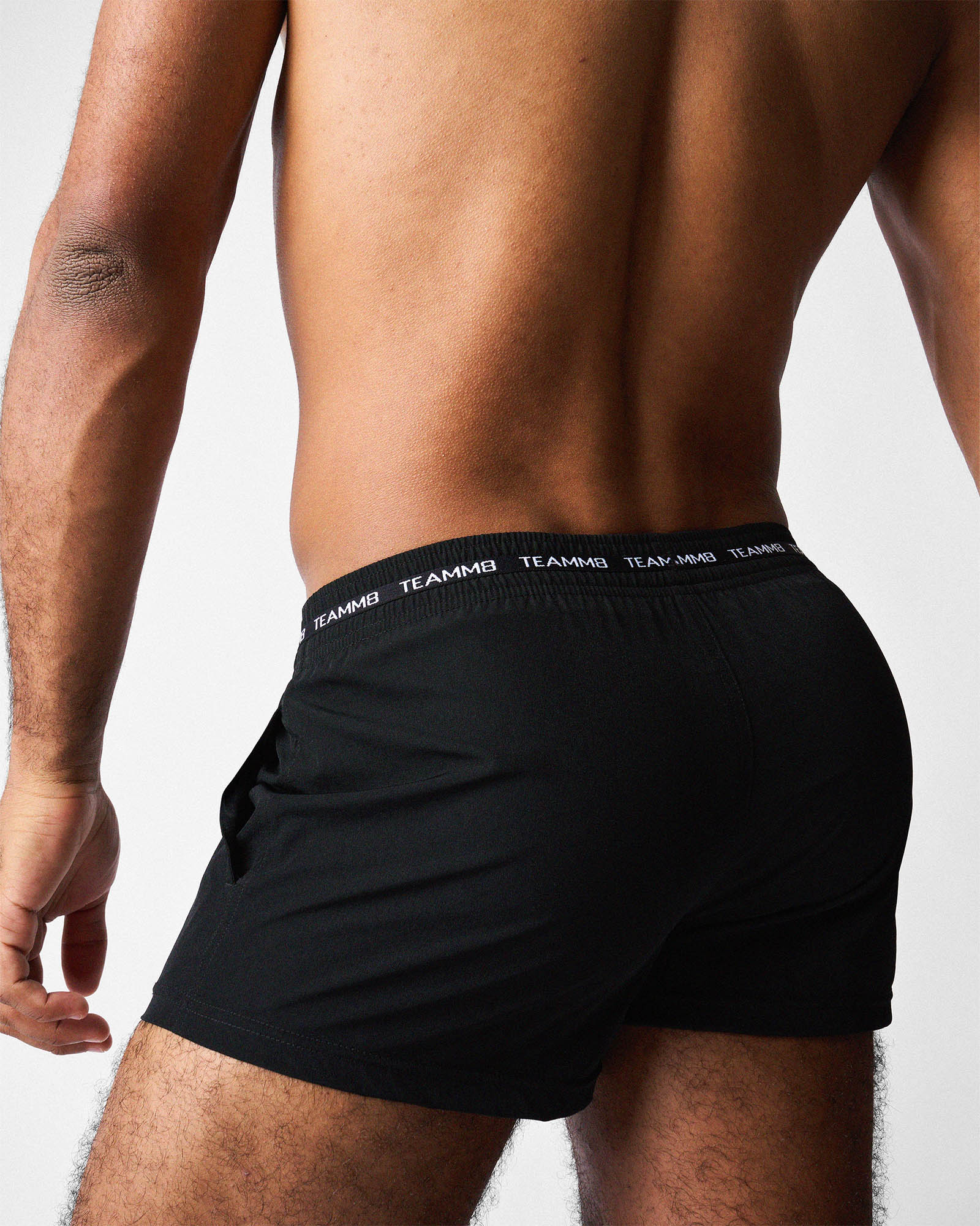 Teamm8 Ultra Sports Swim Short Jet - men's slim fit black swim short, side view