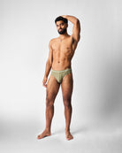 Teamm8 Ultra Swim Brief Army - men's 4-way stretch swim brief, back view