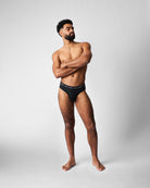 Teamm8 Ultra Swim Brief Jet - men's swim brief with tied cord detail, close-up