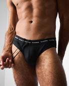 Teamm8 Ultra Swim Brief Jet - men's black quick-dry swim brief, front view