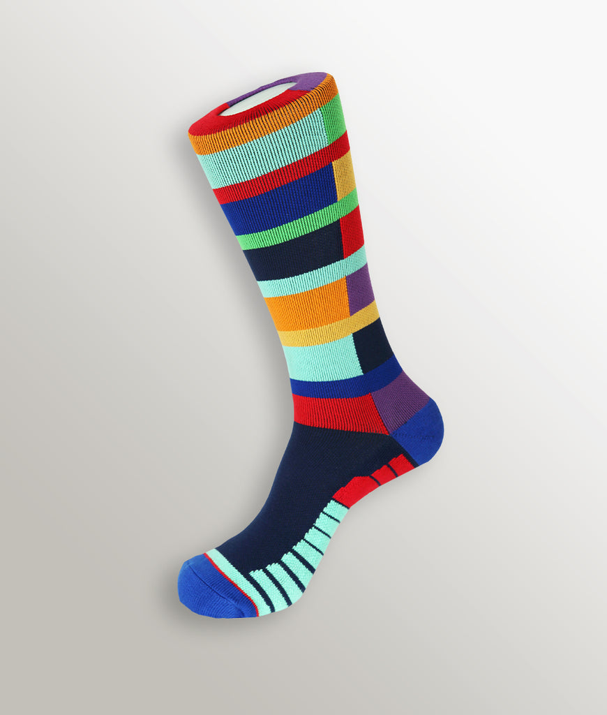 Unsimply Stitched Switch Stripe Athletic Sock Unsimply Stitched Switch Stripe Athletic Sock Orange-blue-red