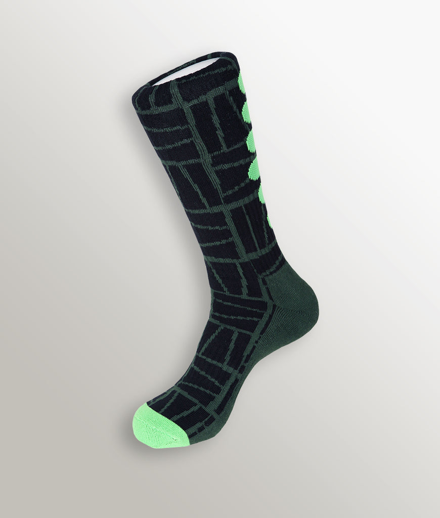 Unsimply Stitched Broken Glass Athletic Sock Unsimply Stitched Broken Glass Athletic Sock Black-lime-green
