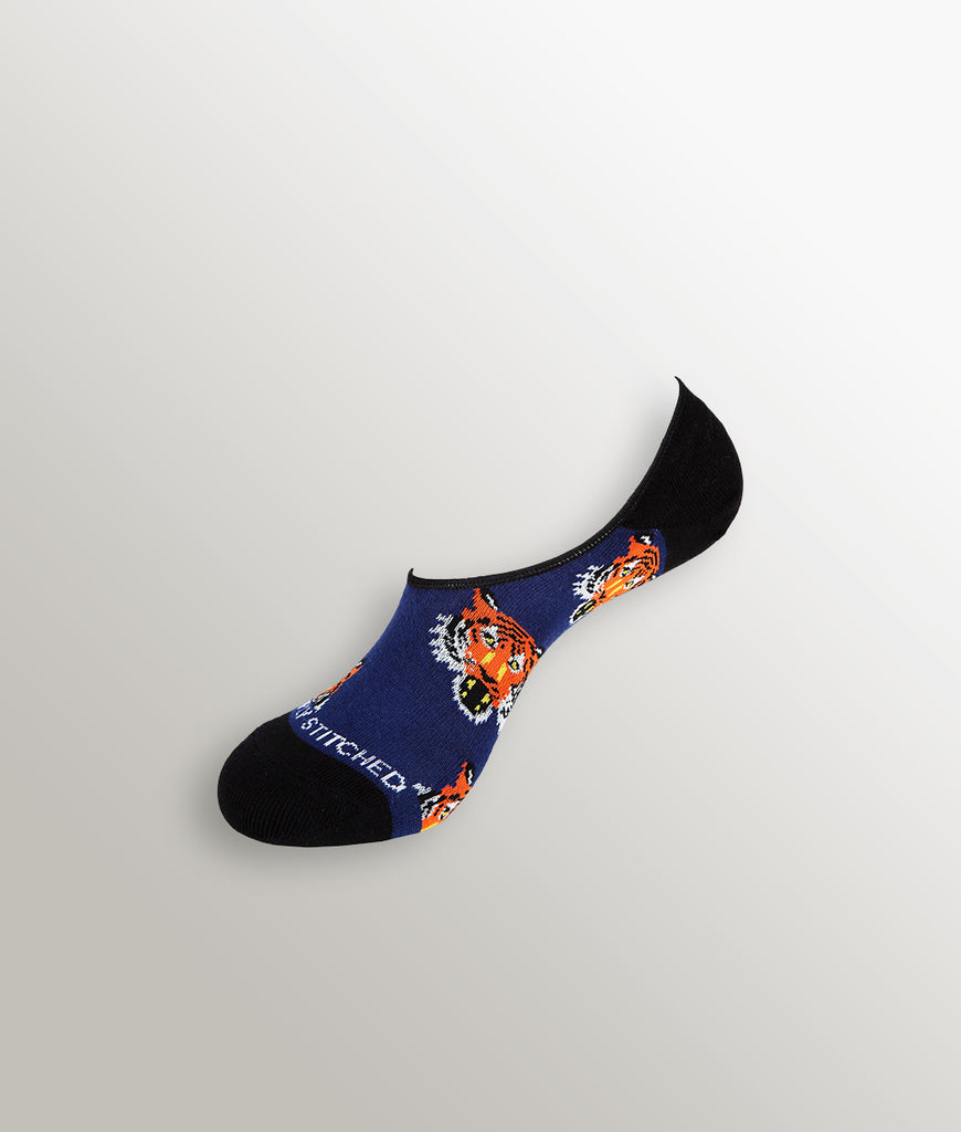 Unsimply Stitched Tiger No Show Sock Unsimply Stitched Tiger No Show Sock Blue-orange