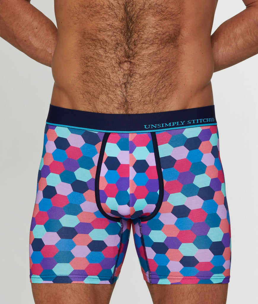 Unsimply Stitched Honeycomb Boxer Brief Unsimply Stitched Honeycomb Boxer Brief Blue-pink-multi
