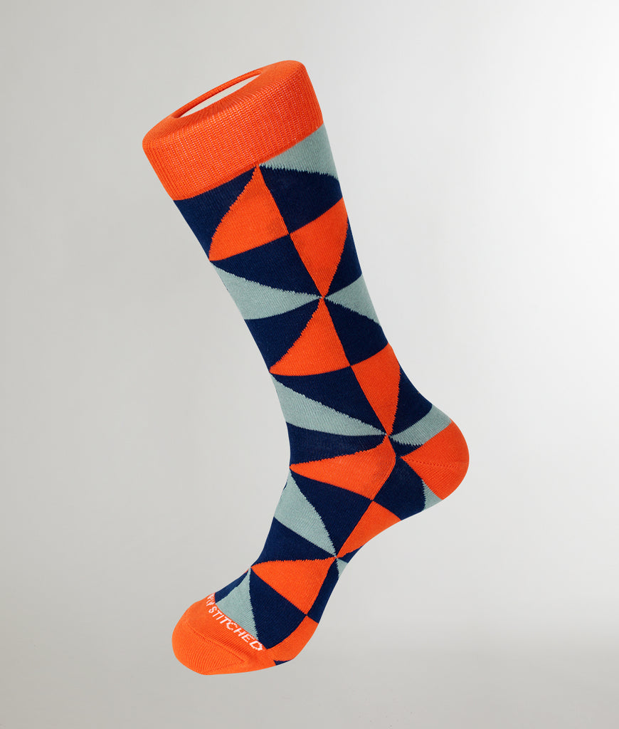 Unsimply Stitched Balanced Diamond Sock Unsimply Stitched Balanced Diamond Sock Orange-grey-blue