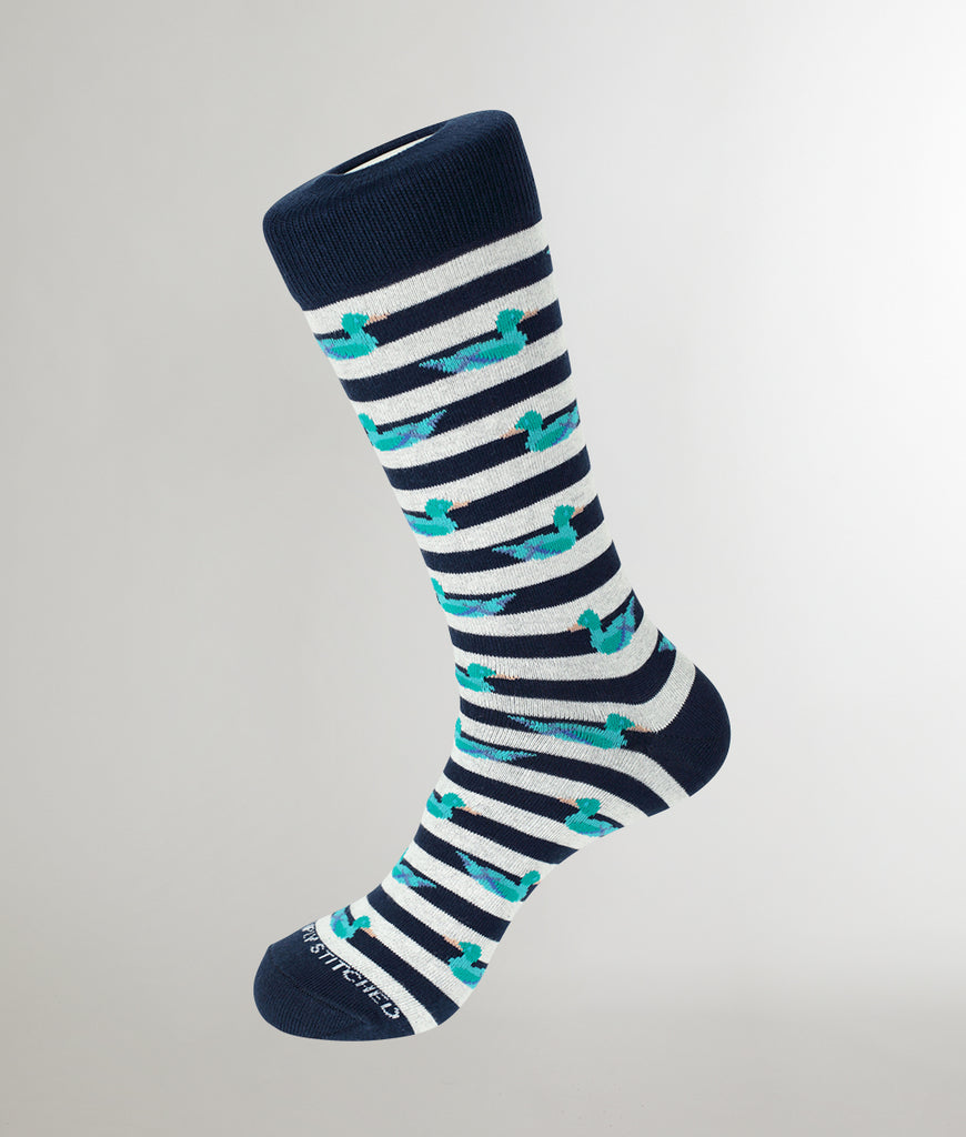 Unsimply Stitched Striped Duck Sock Unsimply Stitched Striped Duck Sock Blue-white