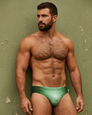 Seaman Statement Brief Green - men's low-rise swim brief, front view