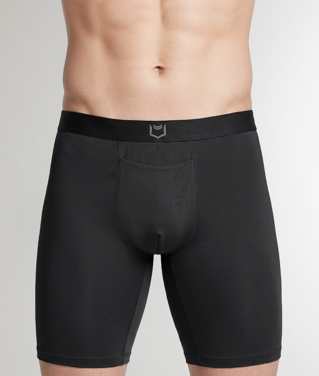 Sheath V Men's Single Pouch 8" Sports Performance Boxer Brief w/ Horizontal Fly