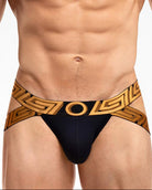 Rounderbum O My God Lift Jockstrap Black - men's push-up lifting jockstrap with open back, front view