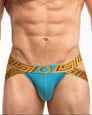 Rounderbum O My God Lift Jockstrap OMG Blue - men's push-up lifting jockstrap with open back, front view