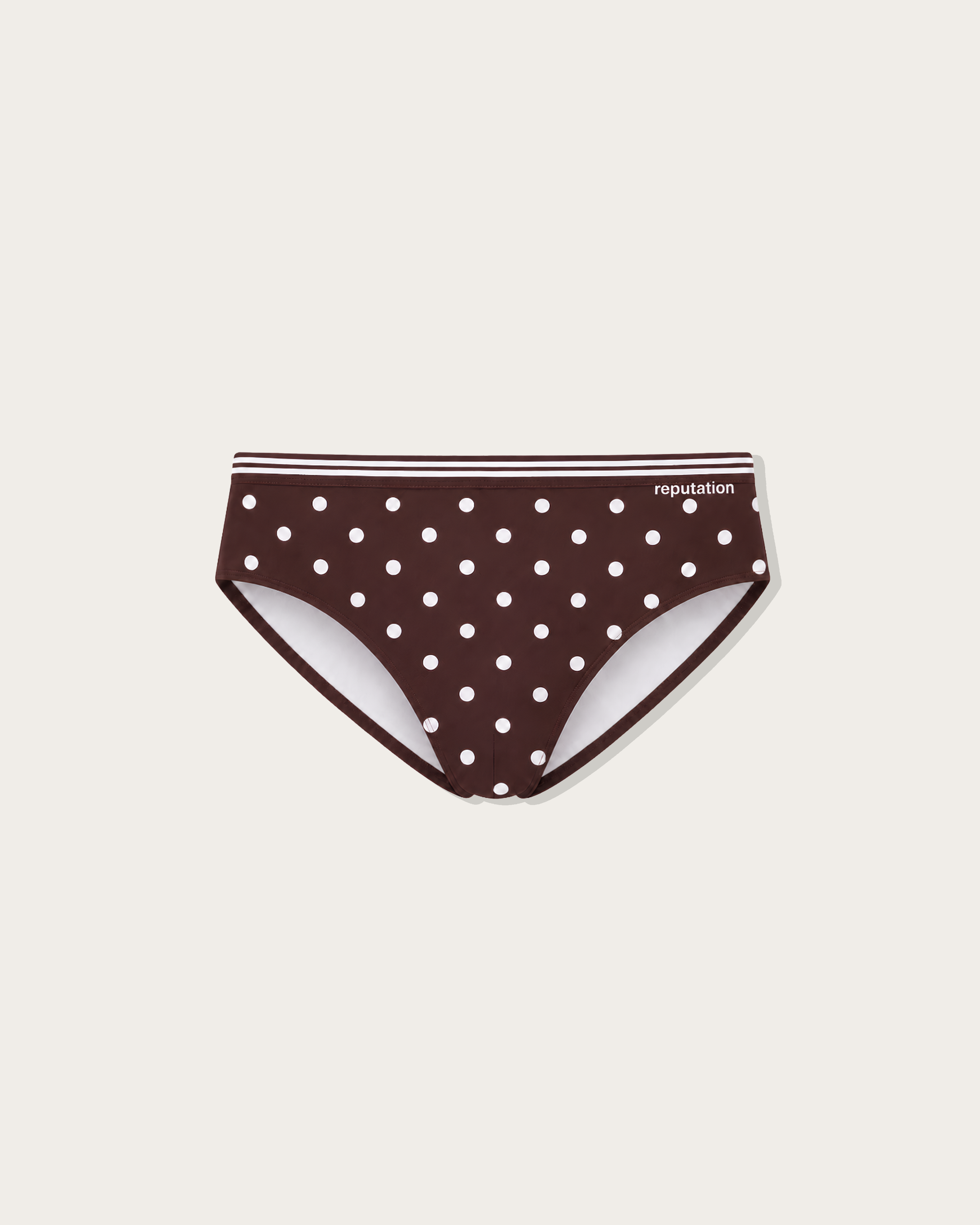 Reputation Swim Brief Sunga 02 Brown Polka Dots — men's swim brief poolside lifestyle chlorine-resistant